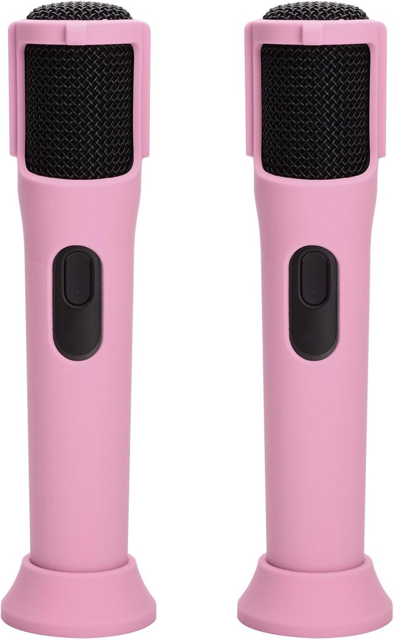TXesign Silicone Case for JBL PartyBox Wireless Microphone Rechargeable Battery -2 Pack, Anti-Rolling Protective Case with Base Rod Mic Sleeves Microphone Stand for Disco Stage Party TV Show (Pink) - Image 1
